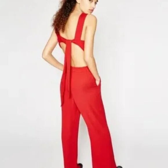 The Kooples Red Sleeveless Tie Back Jumpsuit - Picture 3 of 11